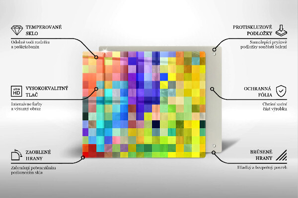 Sklenená doska na krájanie Farebné pixelové štvorce