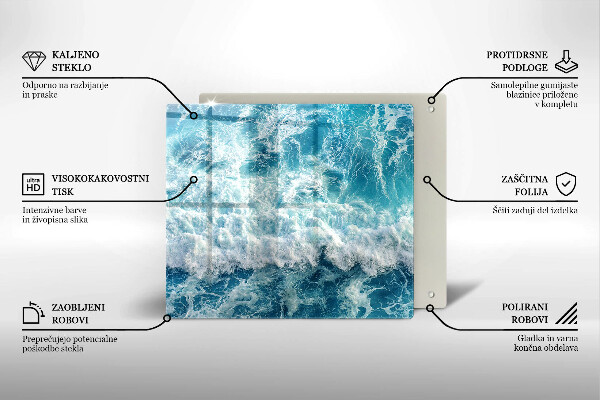 Sklenená doska na krájanie Vlny morskej vody