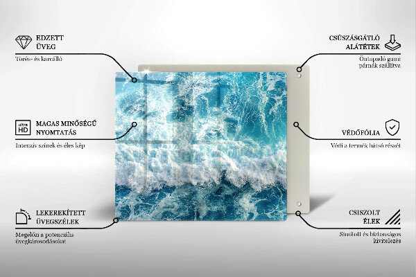 Sklenená doska na krájanie Vlny morskej vody