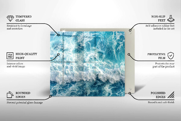 Sklenená doska na krájanie Vlny morskej vody