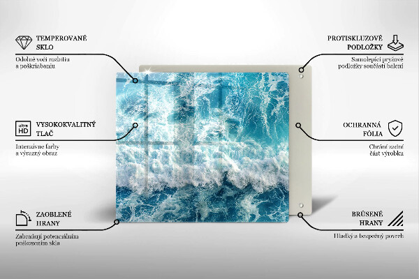 Sklenená doska na krájanie Vlny morskej vody