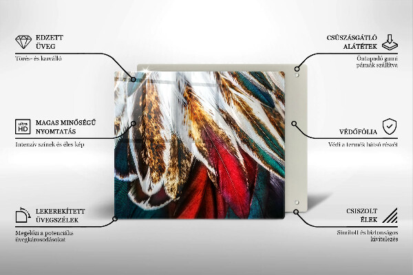 Sklenená doska na krájanie Boho vtáčie perie