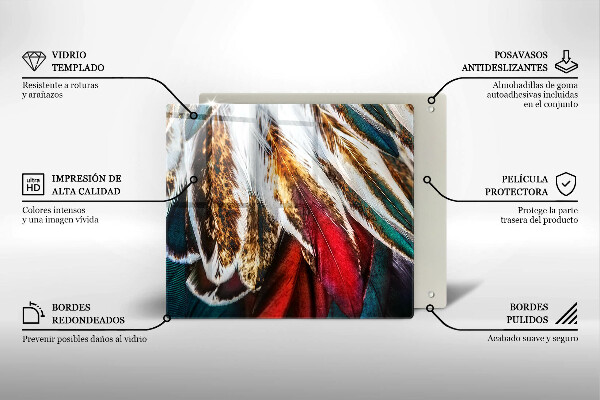 Sklenená doska na krájanie Boho vtáčie perie