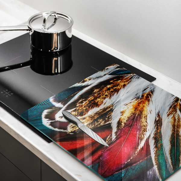 Sklenená doska na krájanie Boho vtáčie perie