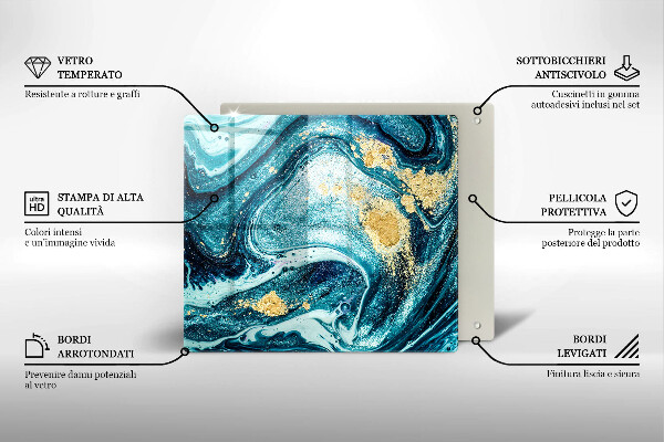 Sklenená doska na krájanie Modré zlato abstrakcia