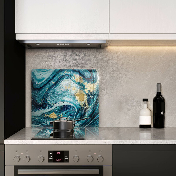 Sklenená doska na krájanie Modré zlato abstrakcia