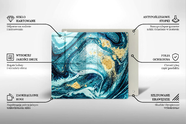 Sklenená doska na krájanie Modré zlato abstrakcia