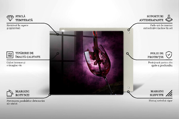 Sklenená doska na krájanie Pohár vína