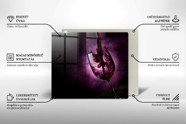 Sklenená doska na krájanie Pohár vína