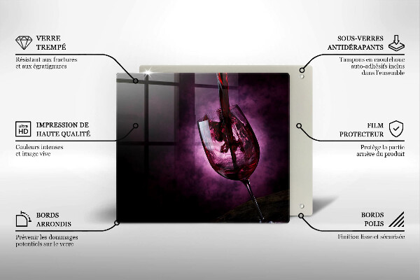 Sklenená doska na krájanie Pohár vína