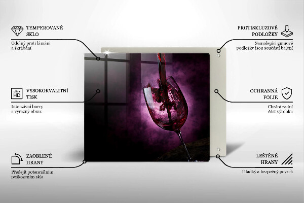 Sklenená doska na krájanie Pohár vína