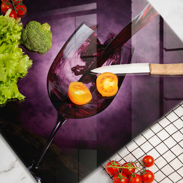 Sklenená doska na krájanie Pohár vína