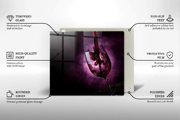 Sklenená doska na krájanie Pohár vína