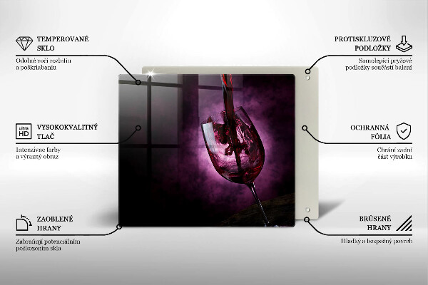 Sklenená doska na krájanie Pohár vína