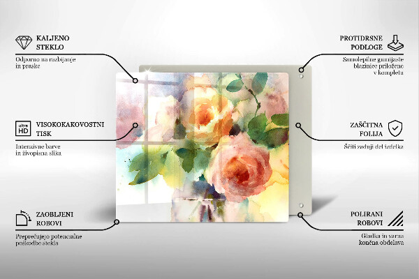 Sklenená doska na krájanie Maľované kvety