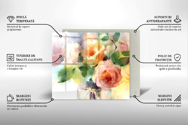 Sklenená doska na krájanie Maľované kvety