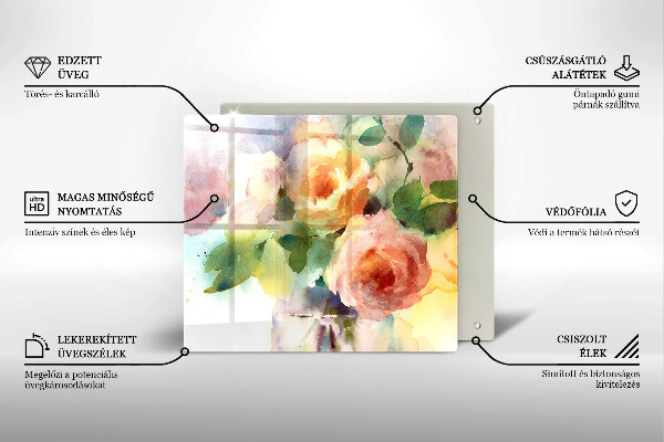 Sklenená doska na krájanie Maľované kvety