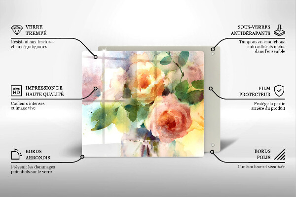 Sklenená doska na krájanie Maľované kvety