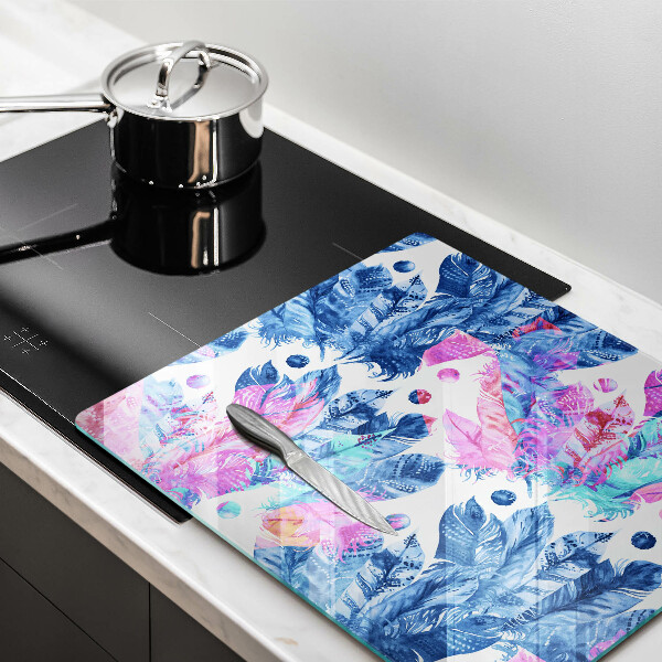 Sklenená doska na krájanie Perie boho ilustrácie