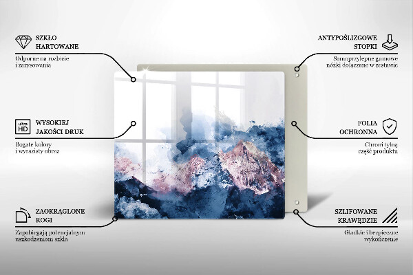 Sklenená doska na krájanie Abstraktné maľované hory