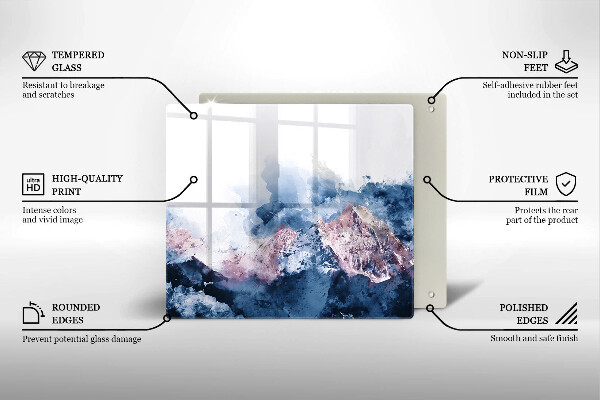 Sklenená doska na krájanie Abstraktné maľované hory