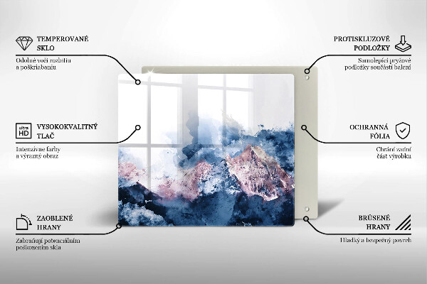 Sklenená doska na krájanie Abstraktné maľované hory