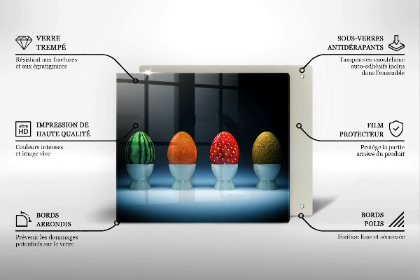 Sklenená doska na krájanie Abstraktné ovocné vajcia