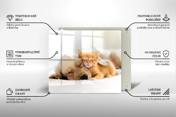 Sklenená doska na krájanie Zvieratá pes a mačka