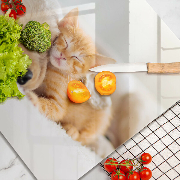 Sklenená doska na krájanie Zvieratá pes a mačka