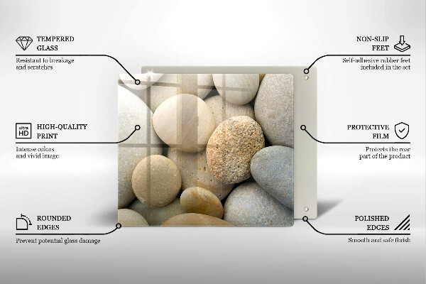 Sklenená doska na krájanie Vzor oválnych kamienkov