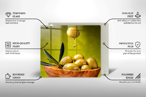 Sklenená doska na krájanie Chutné olivy