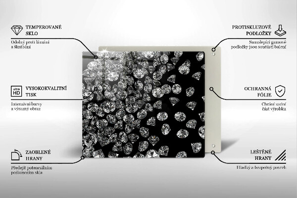 Sklenená doska na krájanie Diamanty diamanty