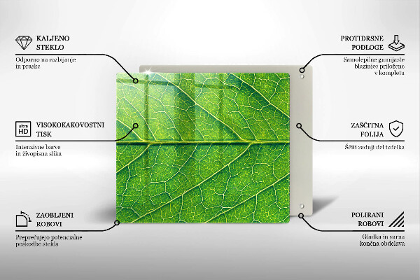Sklenená doska na krájanie Prírodné žilky listov