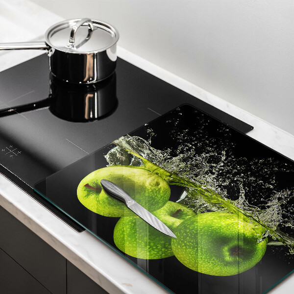 Sklenená doska na krájanie Zelené jablká a voda