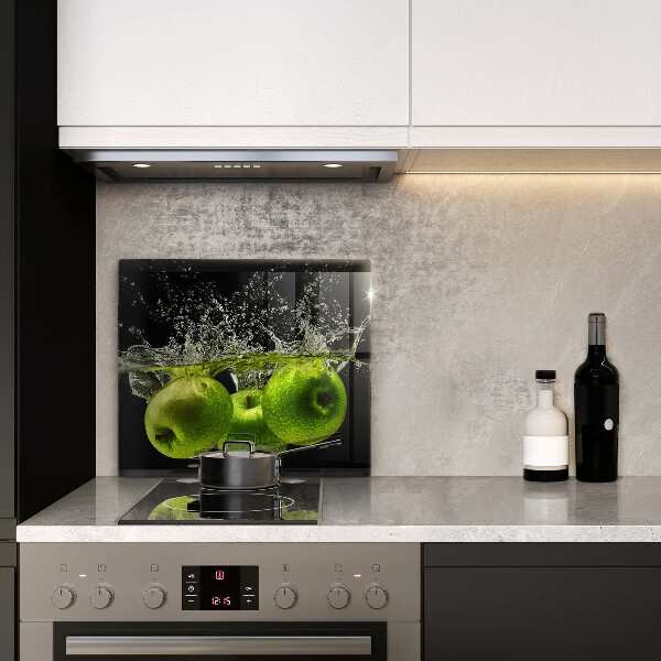 Sklenená doska na krájanie Zelené jablká a voda