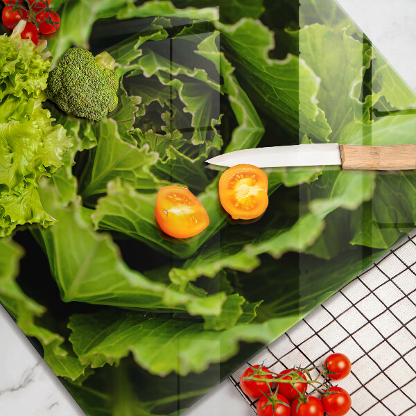 Sklenená doska na krájanie Jesť listy šalátu