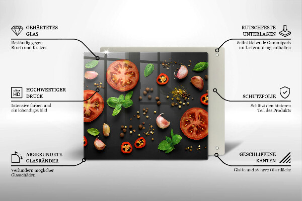 Sklenená doska na krájanie Paradajky a korenie