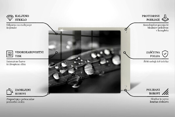 Sklenená doska na krájanie Kvapky rosy na listoch