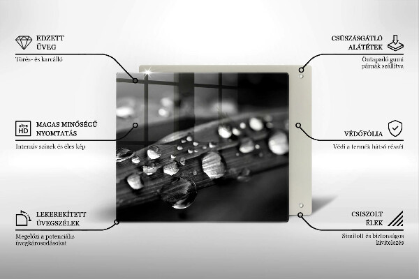 Sklenená doska na krájanie Kvapky rosy na listoch