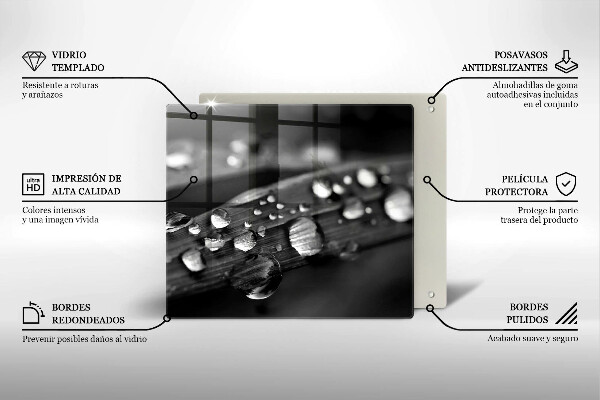 Sklenená doska na krájanie Kvapky rosy na listoch
