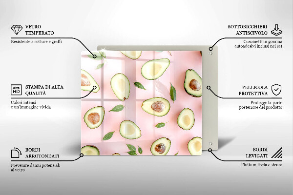Sklenená doska na krájanie Avokádový vzor