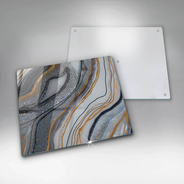 Sklenená doska na krájanie skala so zlatom