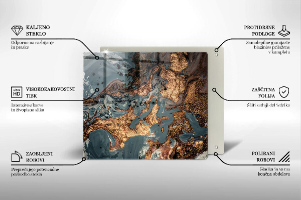 Sklenená doska na krájanie Zlatá skalná štruktúra