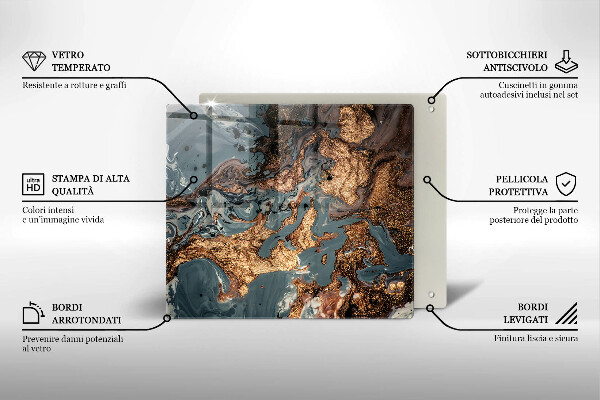 Sklenená doska na krájanie Zlatá skalná štruktúra