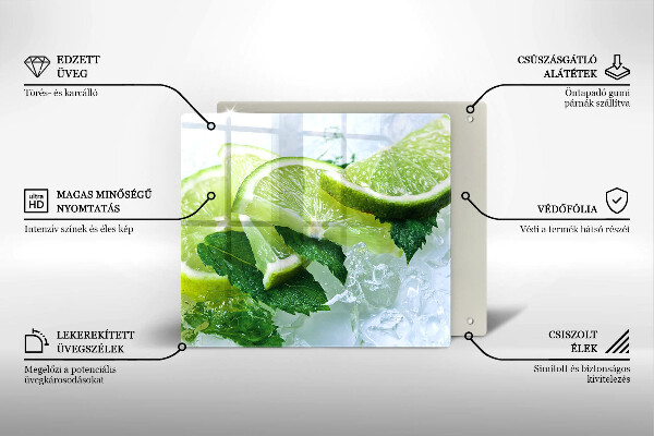 Sklenená doska na krájanie Limetková mäta a ľad