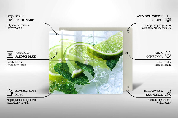 Sklenená doska na krájanie Limetková mäta a ľad