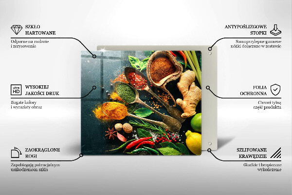 Sklenená doska na krájanie Lyžičky kuchynského korenia