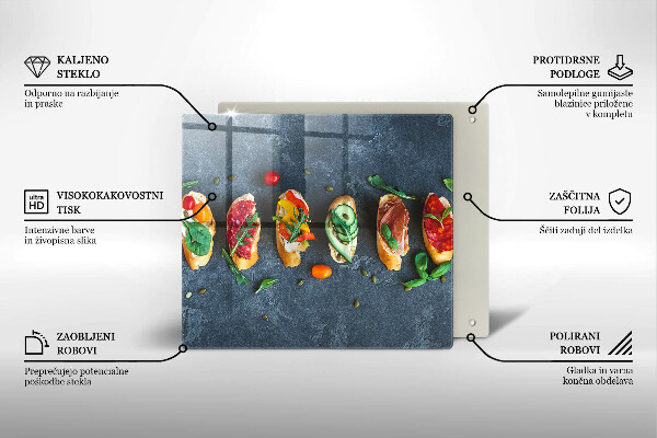 Sklenená doska na krájanie Farebné sendviče