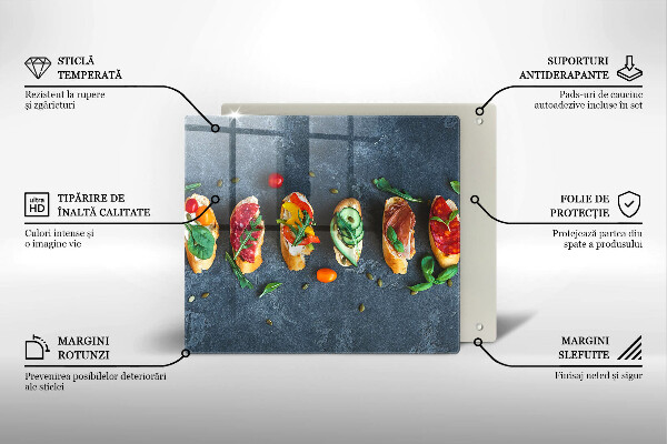 Sklenená doska na krájanie Farebné sendviče