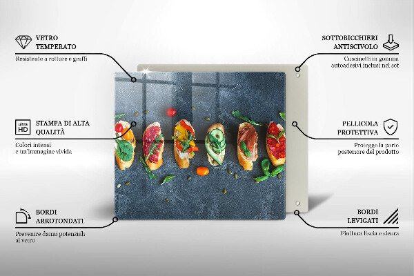 Sklenená doska na krájanie Farebné sendviče